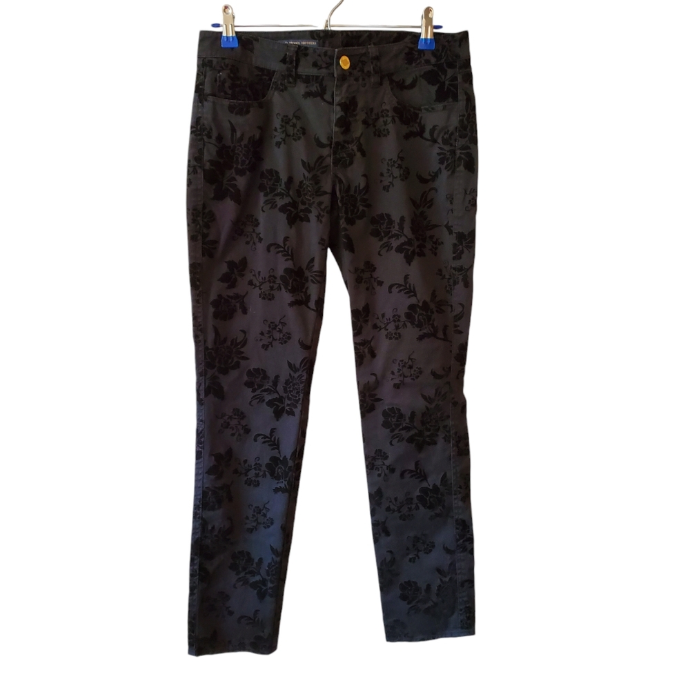 Brooks Brothers “346” Natalie Fit Black Floral Motif Denim Pants ~ Pre-Owned Sz4